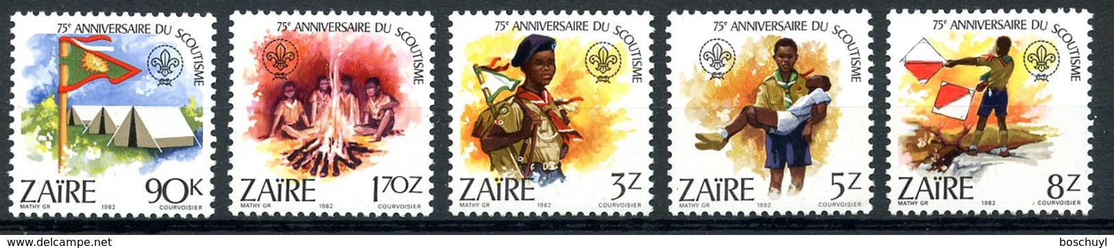 Zaire, 1982, Scouting, Scouts, MNH, Michel 786-790 - Autres & Non Classés