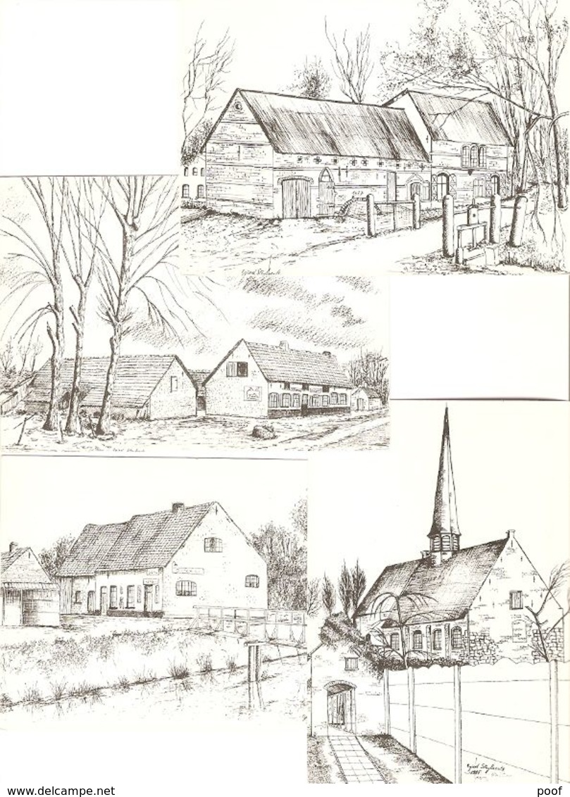 Herenthout : 4 Tekeningen Van E. Steylaerts ( Watermolen , Prinsenhof , 't Schipke , Toreke Kapel ) --- 4 Kaarten - Herenthout