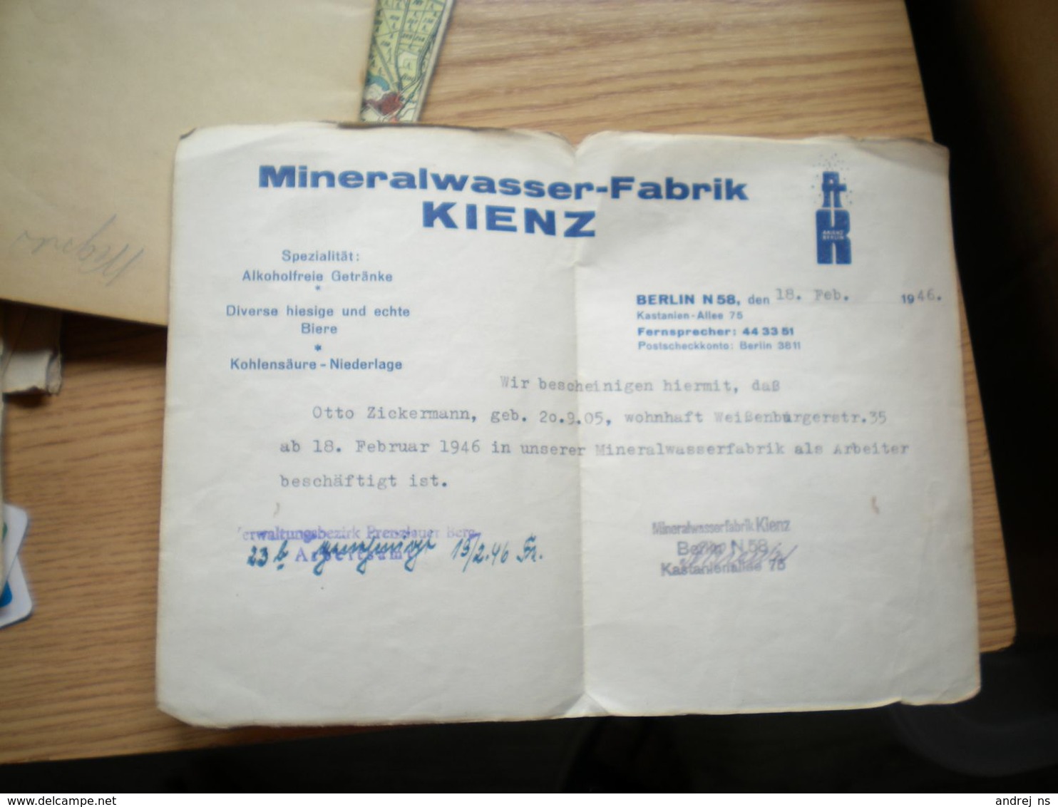 Berlin Mineralwasser Fabrik Kienz - Lebensmittel