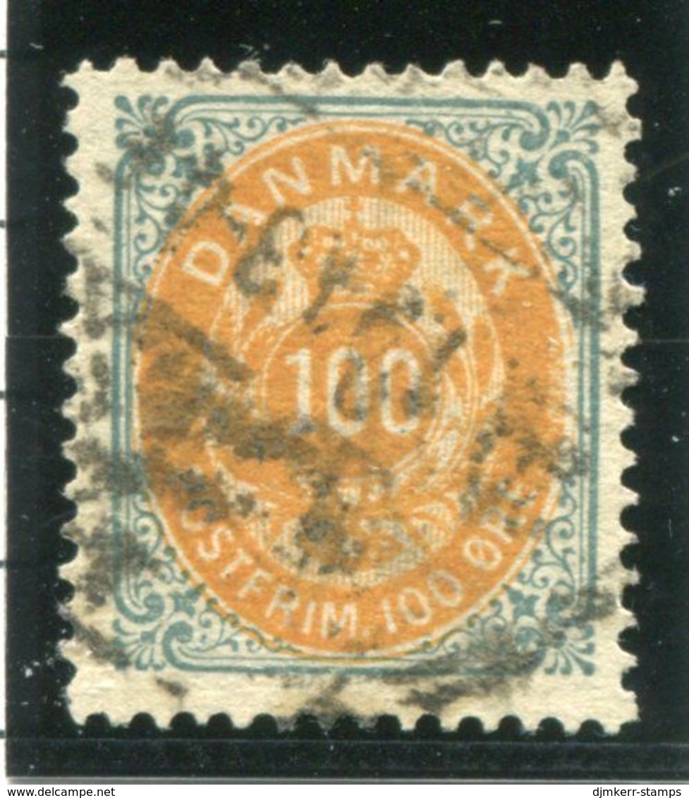 DENMARK 1877 Numeral In Oval 100 Øre Perforated 14:13½, Used.  Michel 31 I Y A - Used Stamps