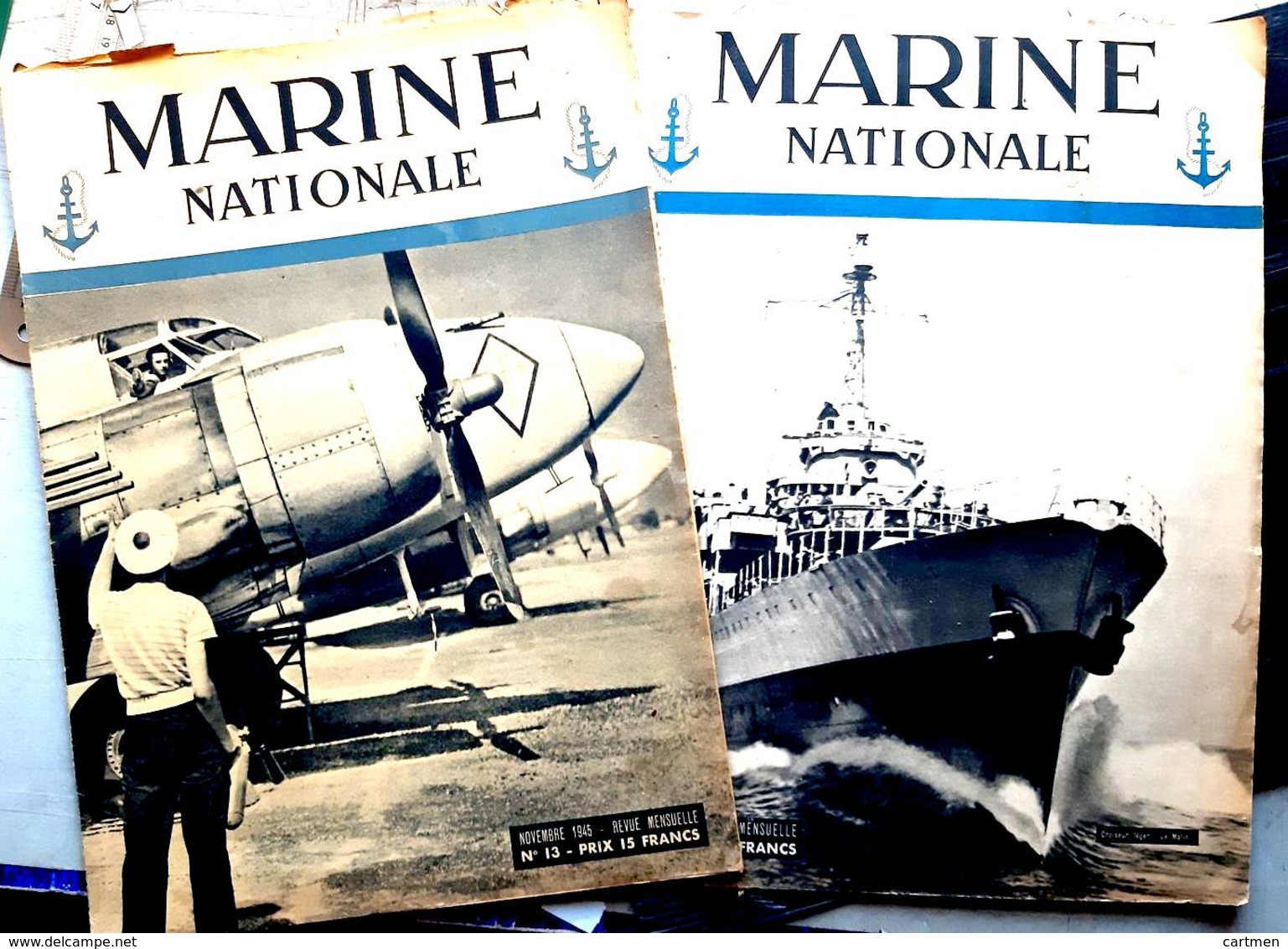 MARINE NATIONALE 3 REVUES SUR LA MARINE NATIONALE  EN 1945 NOMBREUSES PHOTOS ET DOCUMENTS - Francés