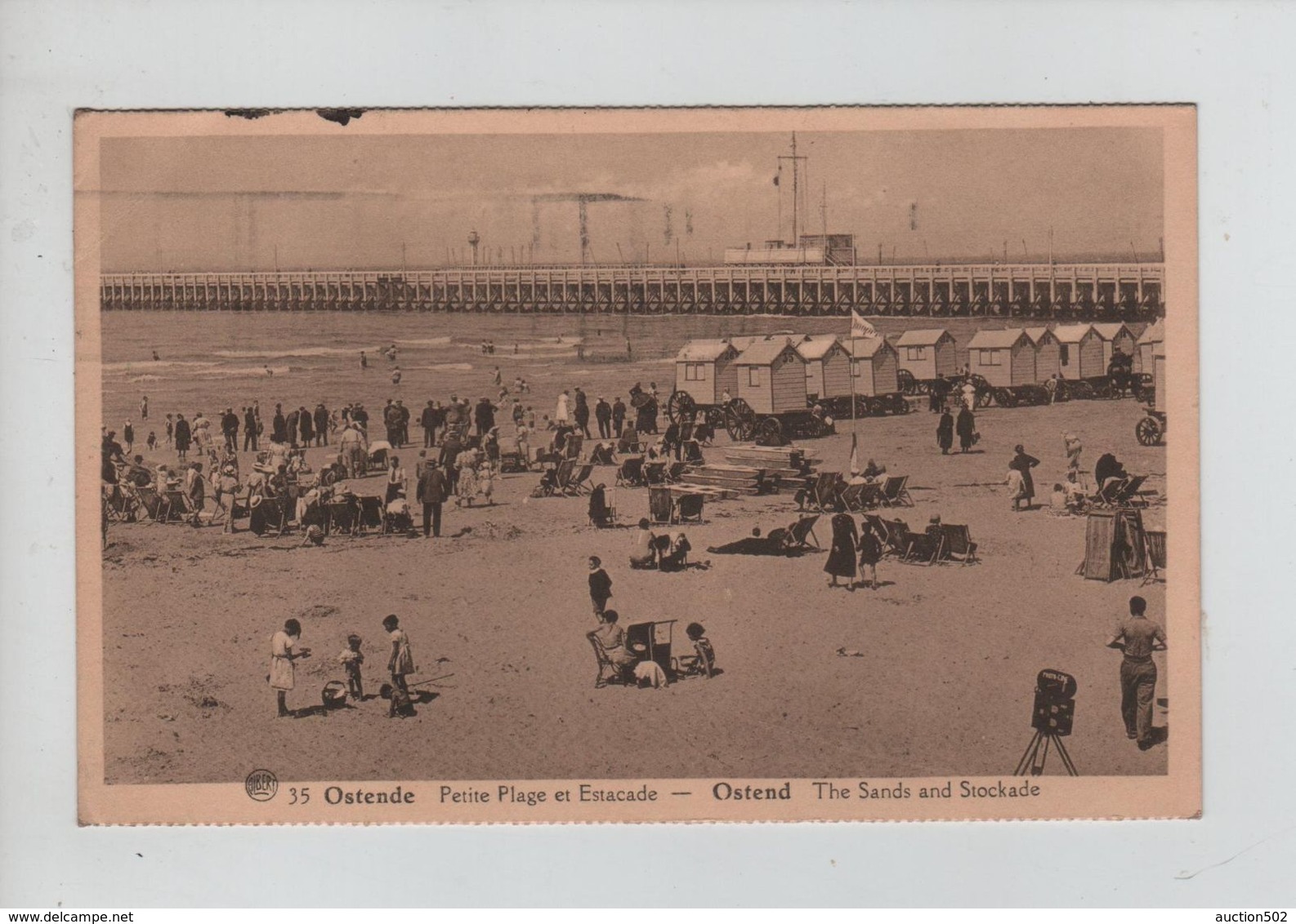 301PR/ C.mécanique De 5&35 C Avec Pub Imprimerie Echo S/CP Ostende Plage-strand Animée C.Oostende 22/6/39 > BXL - ...-1959