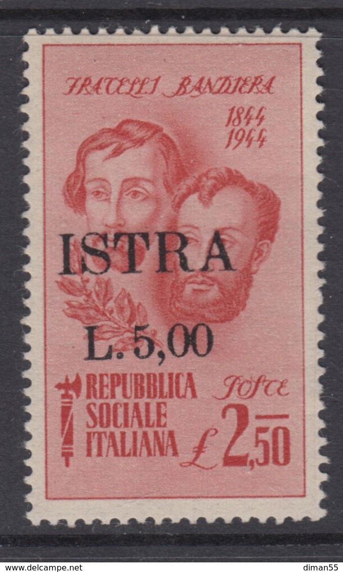 ISTRIA OCC. YUGOSLAVA - Fratelli Bandiera - 5 Lire - Sassone N.33 - Cv 425 Euro - Gomma Integra - MNH** - Occ. Yougoslave: Istria