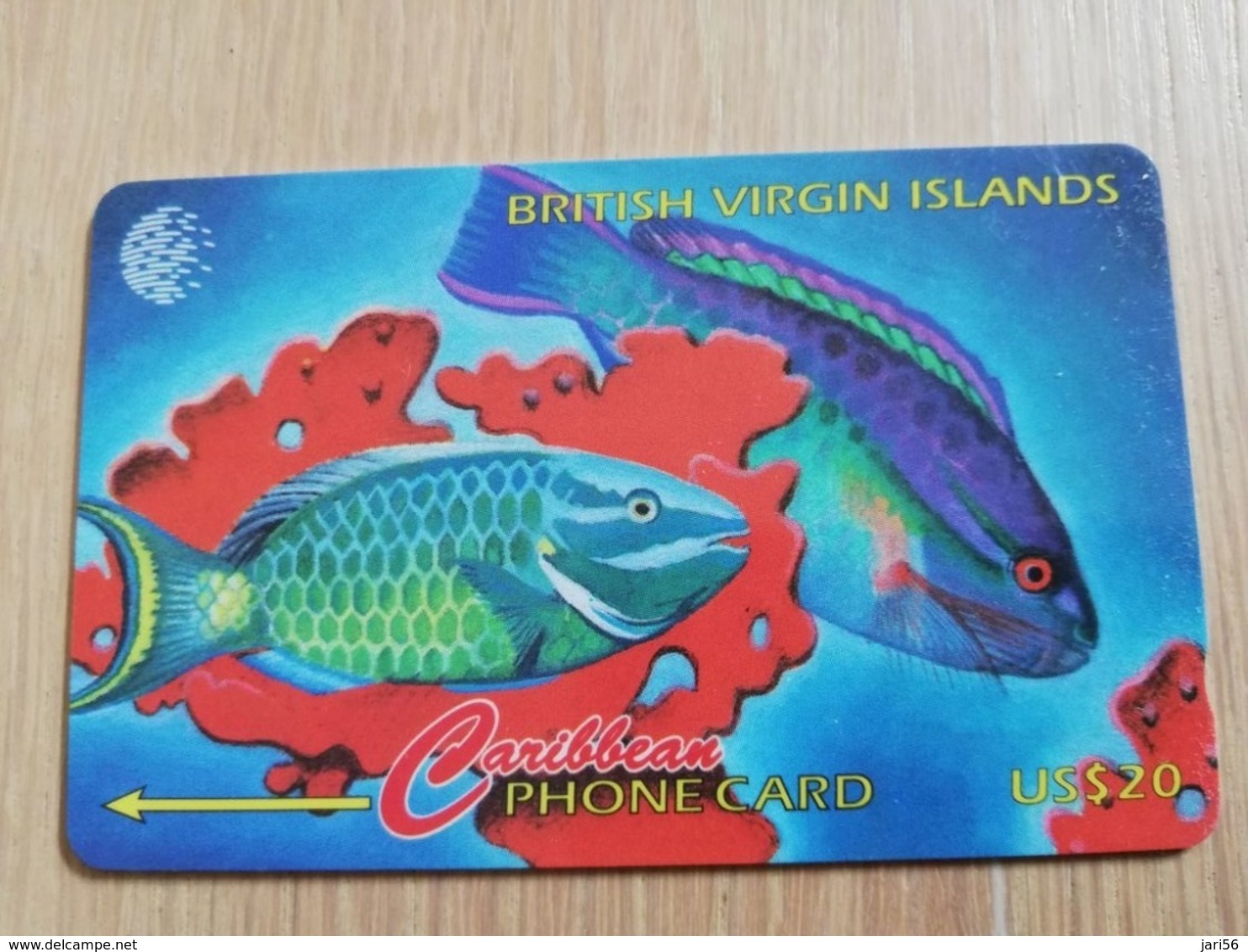BRITSCH VIRGIN ISLANDS  US$ 20  BVI-25B   PARROTH FISH    25CBVB     fine used card   ** 2680**