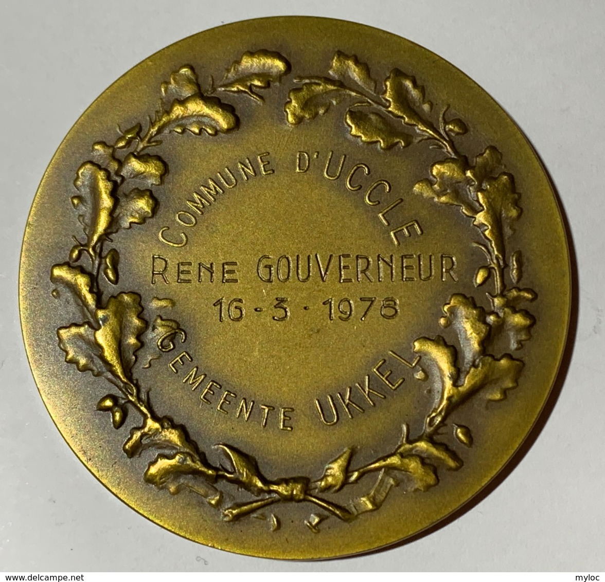 Médaille. Sigillu Scabinorum De Uccle. Armoiries Et Sceau D'Uccle. René Gouverneur 1976. 50mm - Professionali / Di Società