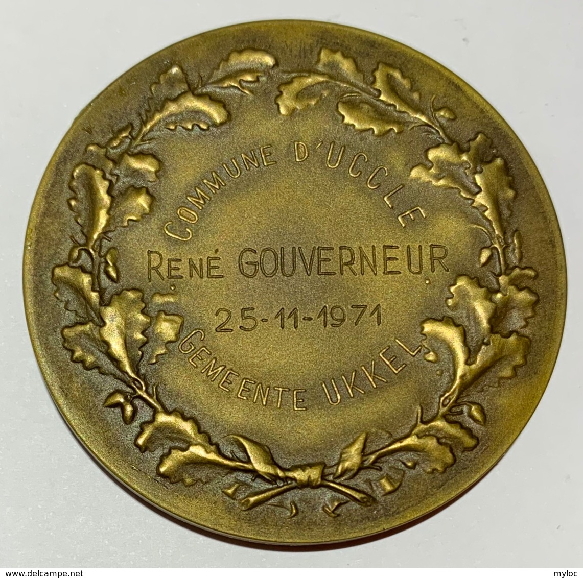 Médaille. Sigillu Scabinorum De Uccle. Armoiries Et Sceau D'Uccle. René Gouverneur 1971. 50mm - Professionnels / De Société