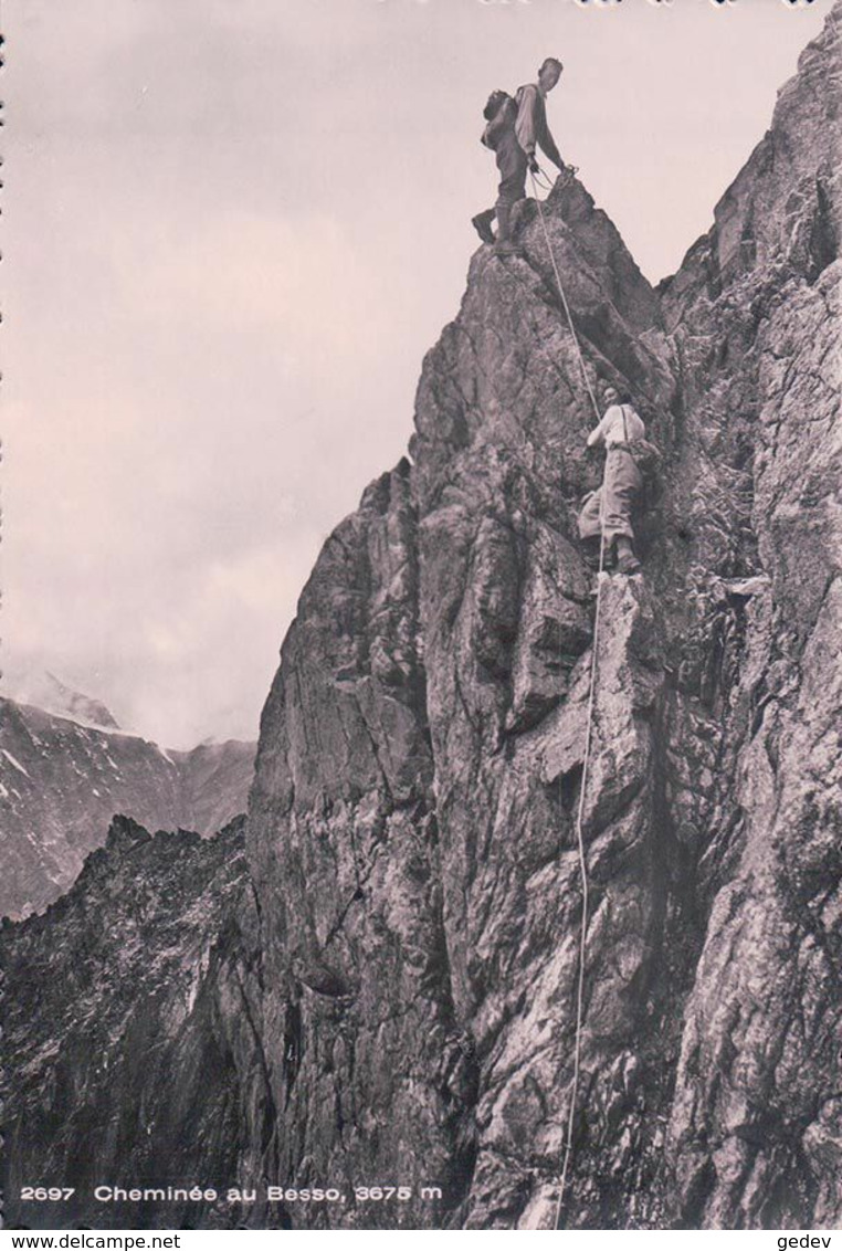 Alpinisme, Alpinistes Au Zinalrothorn, La Cheminéeau Besso (2697) 10x15 - Climbing