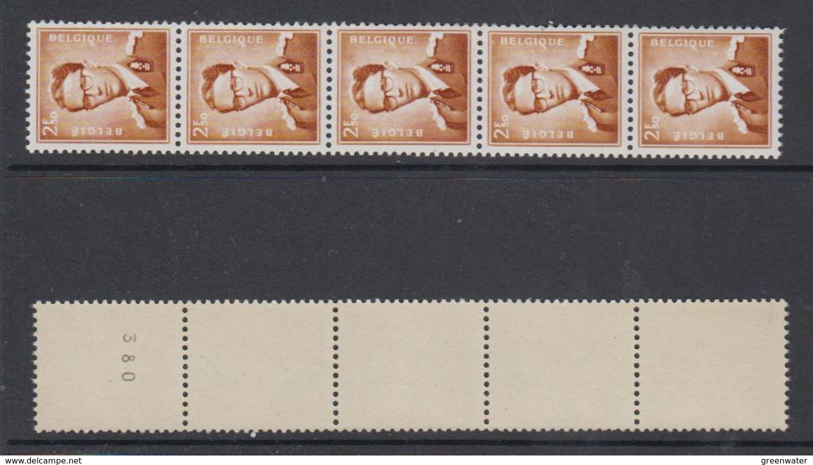 Belgie 1970 Rolzegels / Coil Stamps 2.50fr Strip Van 5 (1 Zegel Nummer Op Achterzijde) ** Mnh (48811A) - Rollen