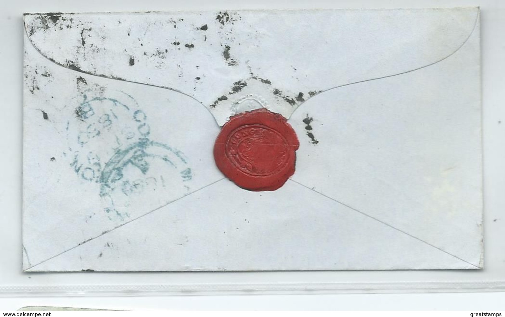 Cover 1 Red Imperf Duplex Cancel Marinally Challened Bottom. 1850 - Brieven En Documenten