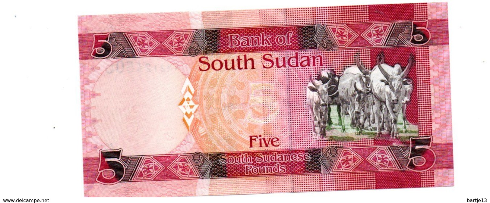 ZUID SOEDAN 5 SOUTH SUDANESE POUNDS PICK 11 UNCIRCULATED - Südsudan