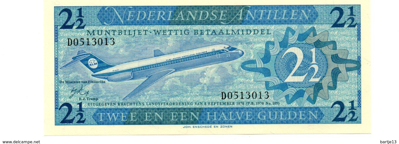 NEDERLANDSE ANTILLEN 2 1/2 GULDEN PICK 21a UNCIRCULATED - Antilles Néerlandaises (...-1986)