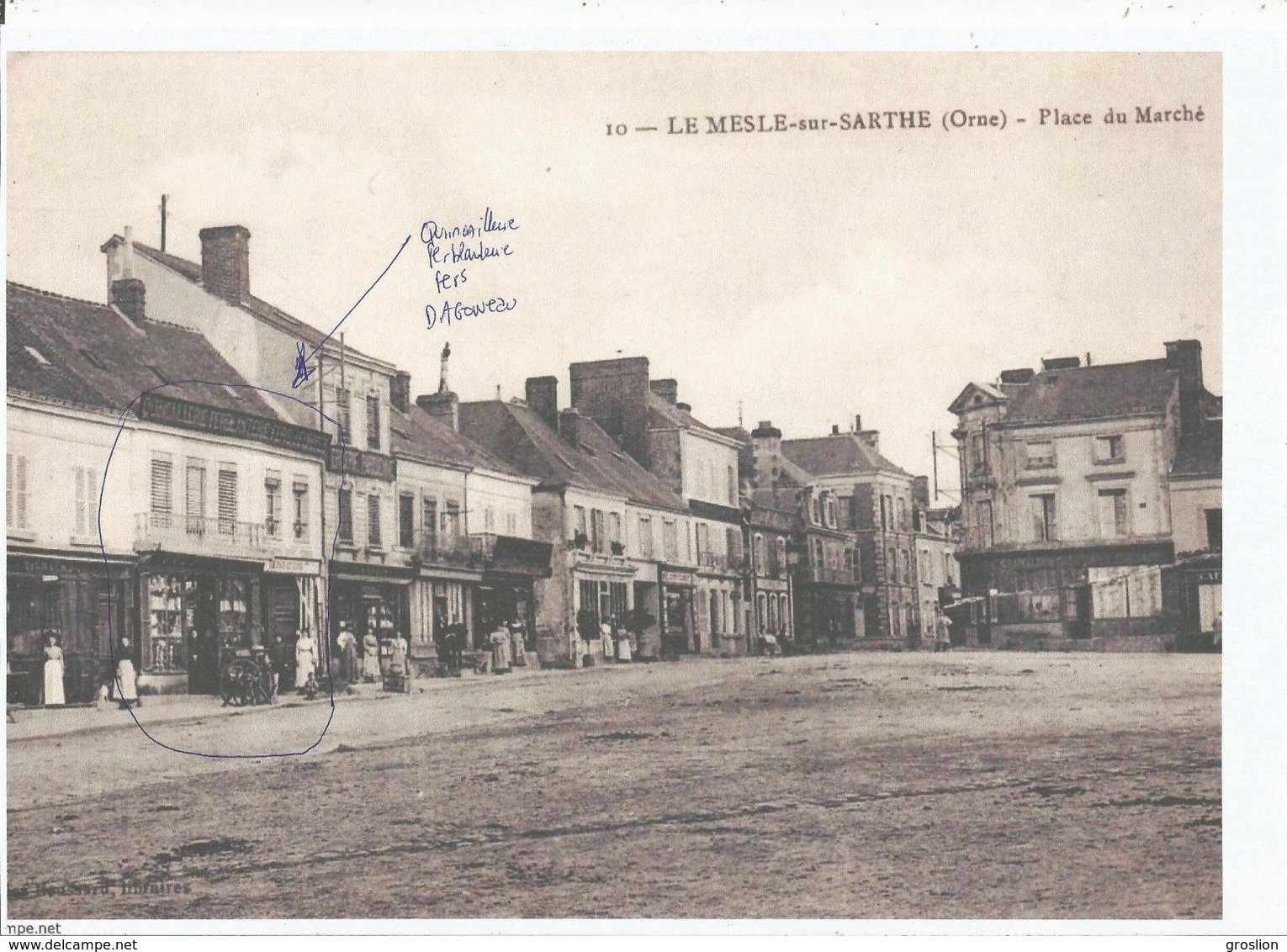 LE MELE SUR SARTHE (ORNE)  SUPERBE ET RARE  CARTE PHOTO FERBLANTERIE QUINCAILLERIE FERS DAGONNEAU C 1909 PLACE MARCHE - Le Mêle-sur-Sarthe