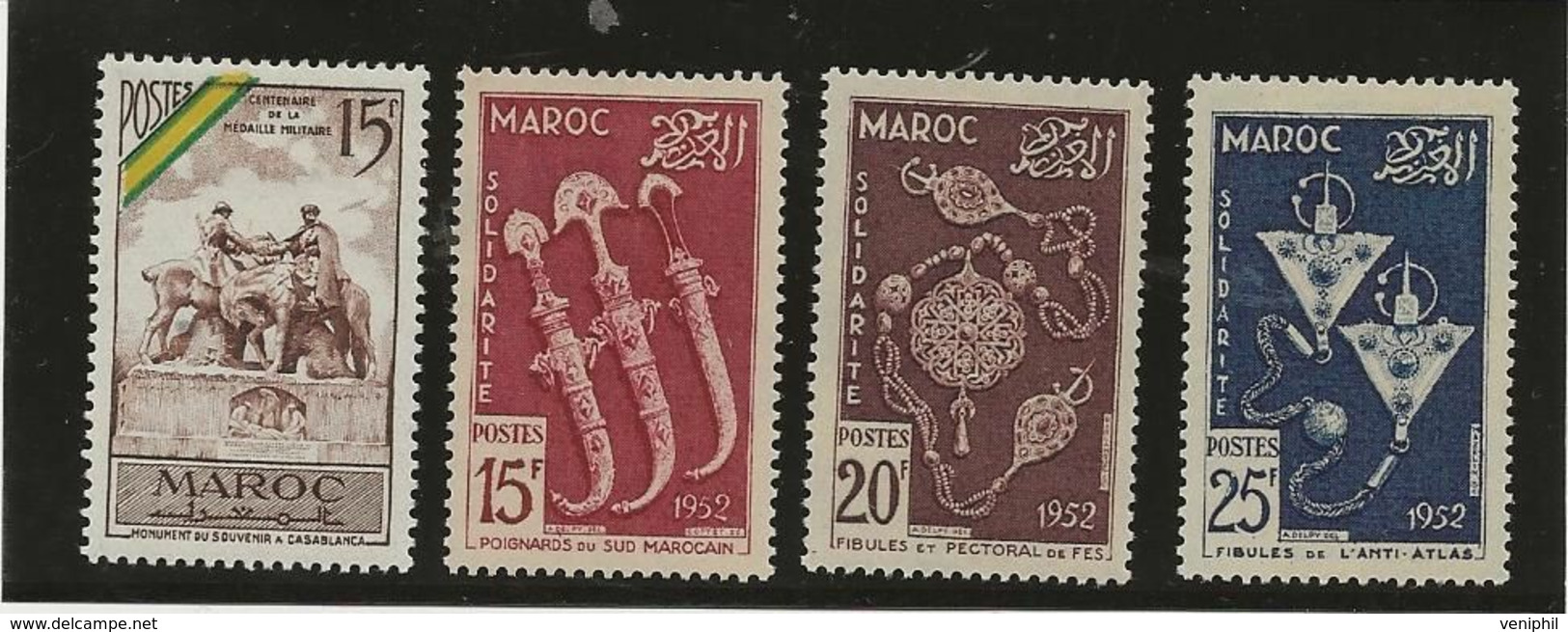 MAROC - TIMBRES N° 319 A 322 NEUF INFIME CHARNIERE -ANNEE 1952 - COTE 13 € - Neufs