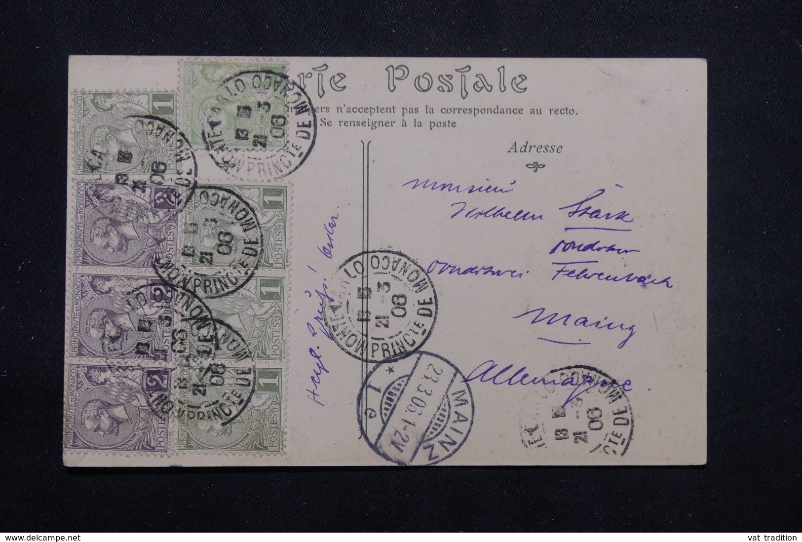 MONACO - Affranchissement Plaisant Sur Carte Postale En 1906 Pour Ll 'Allemagne - L 64766 - Storia Postale