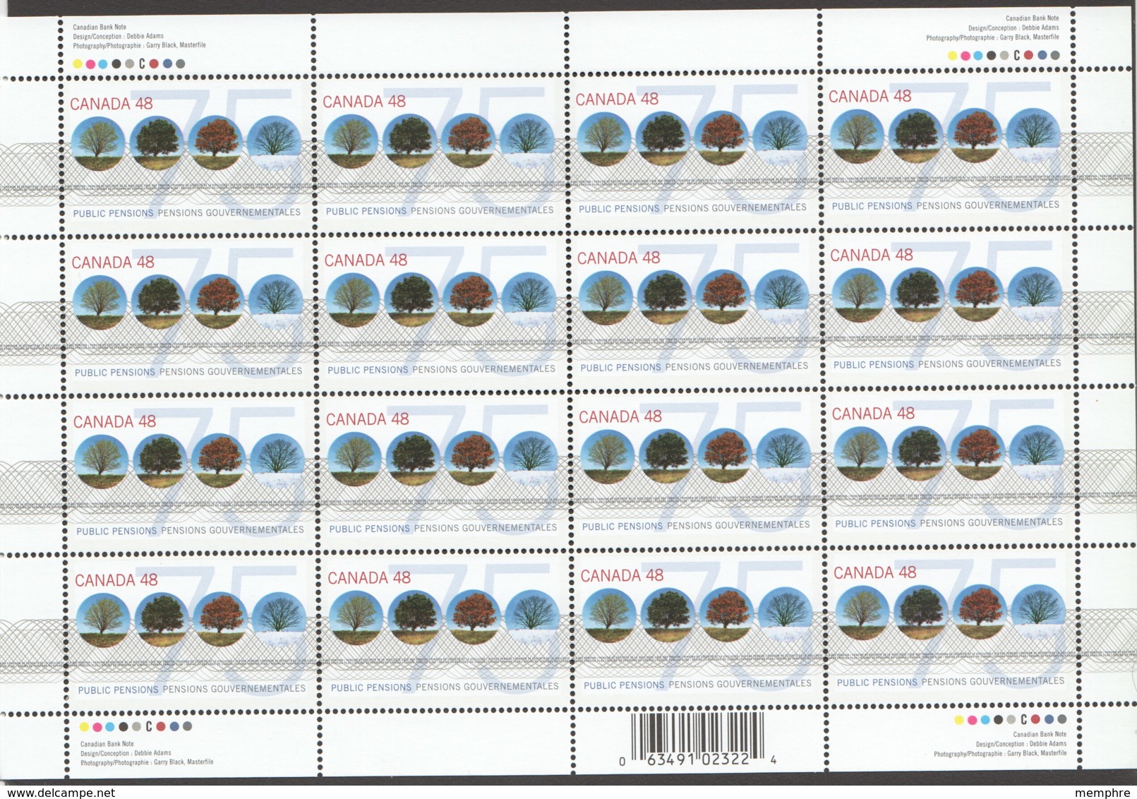 2002  Public Pensions - Compete MNH Sheet Of 16   Sc 1959** - Feuilles Complètes Et Multiples