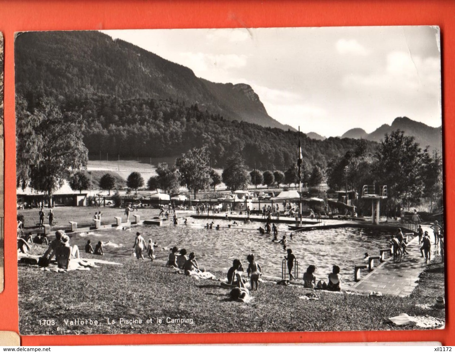 FPC-16 VAllorbe La Piscine Et Le Camping  TRES ANIME. Deriaz 1703, Grand Format, Non Circulé - Vallorbe