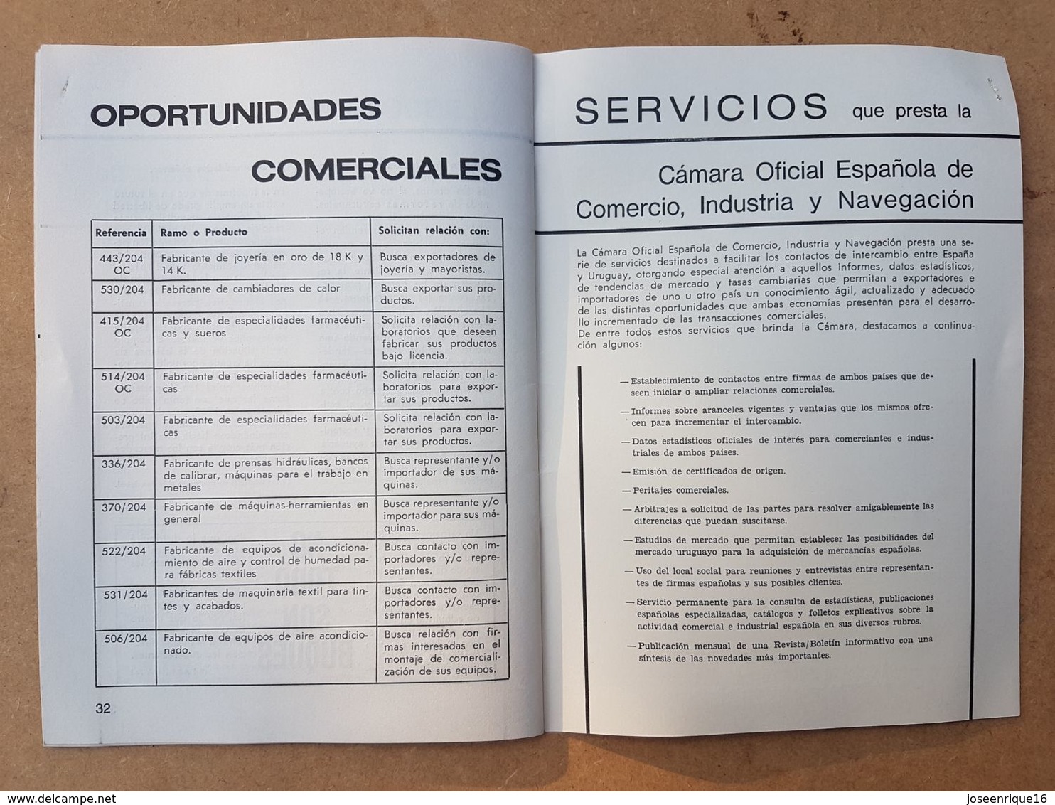 CAMARA OFICIAL ESPAÑOLA DE COMERCIO INDUSTRIA Y NAVEGACION 1973 URUGUAY