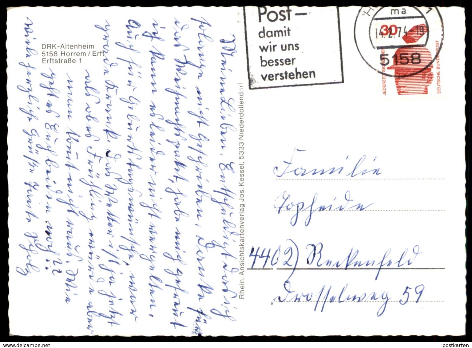 ÄLTERE POSTKARTE KERPEN HORREM ERFT ERFTSTRASSE 1 DRK ALTENHEIM Ansichtskarte Postcard Cpa AK - Kerpen