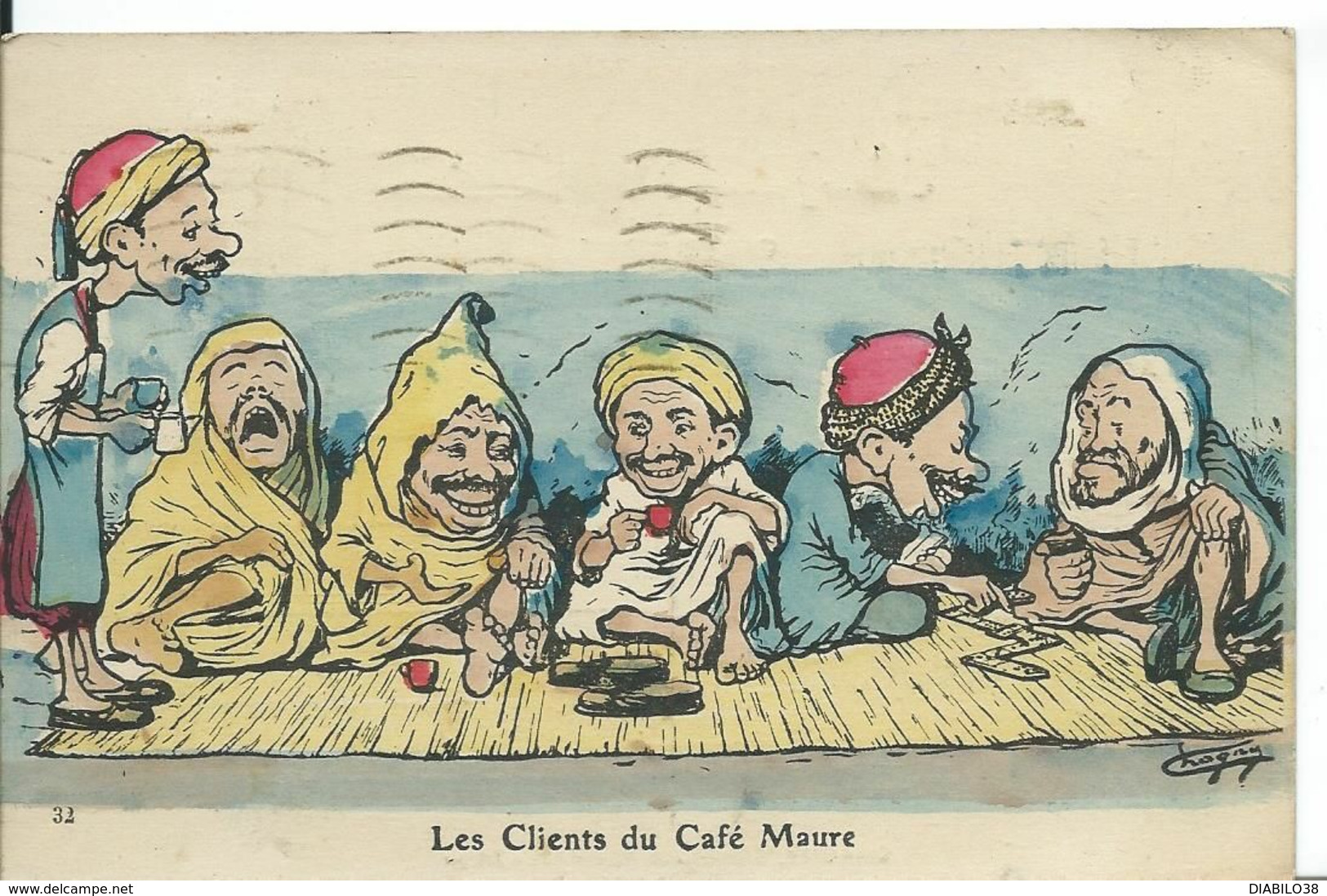 CARTE HUMORISTIQUE    ILLUSTRATEUR CHAGNY .....LES CLIENTS DU CAFÉ MAURE - Chagny