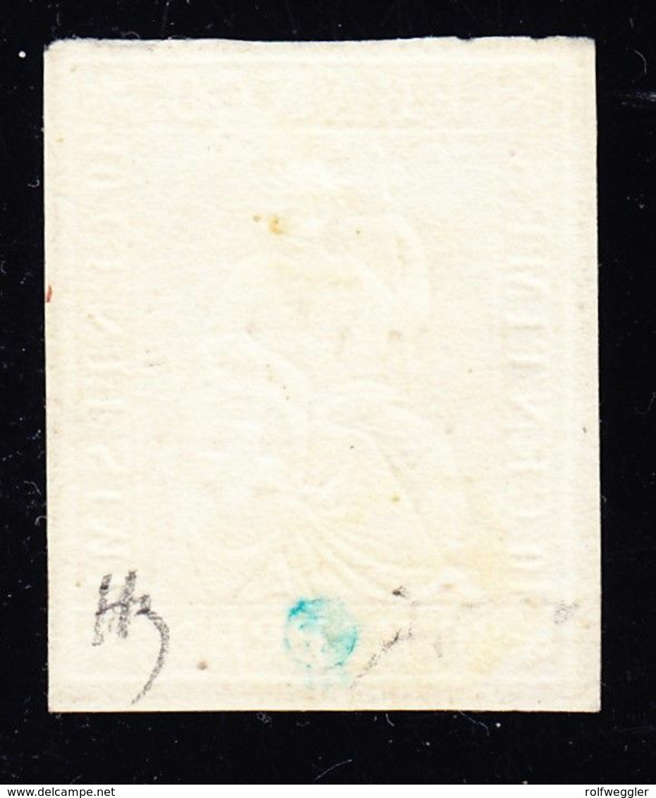 1854 10 Rp Hellrötlichorange. 1. Berner Druck Farbprobe. Vollrandig. Signiert Hunziker, Attest Nr. 1480461 U. Hermann. - Unused Stamps