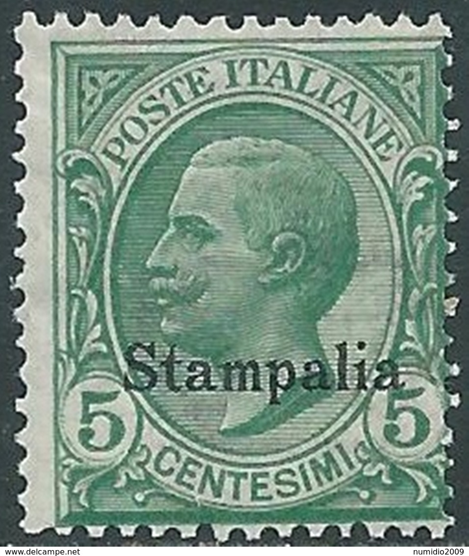 1912 EGEO STAMPALIA EFFIGIE 5 CENT MNH ** - RB16-5 - Ägäis (Stampalia)