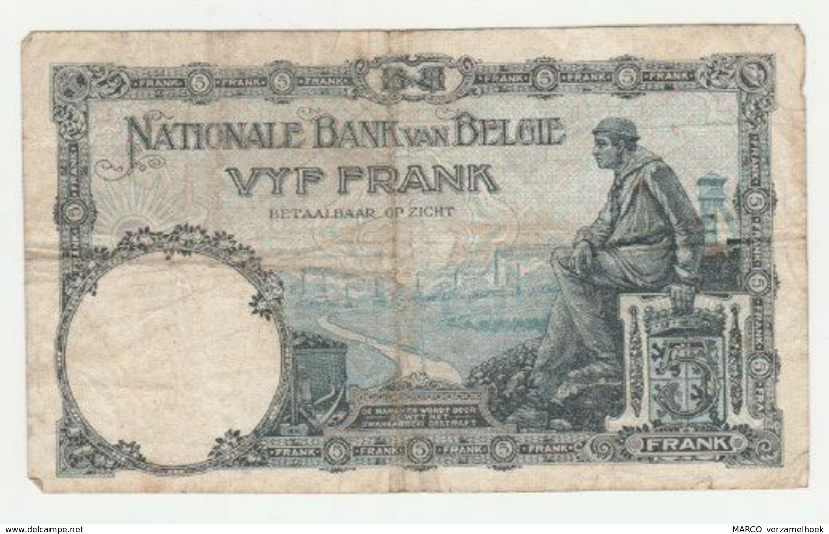 Used Banknote Belgie-belgique 5 Frank 1922 - 5 Francs