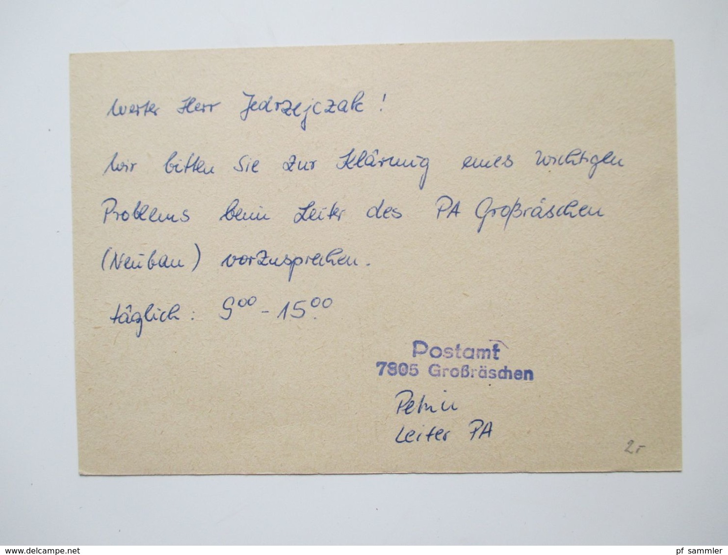 DDR 1970er / 80er Jahre Insgesamt 9 Portofreie Belege / PK Postsache, Wirtschaftsdrucksache, Gebühr Bezahlt - Covers & Documents