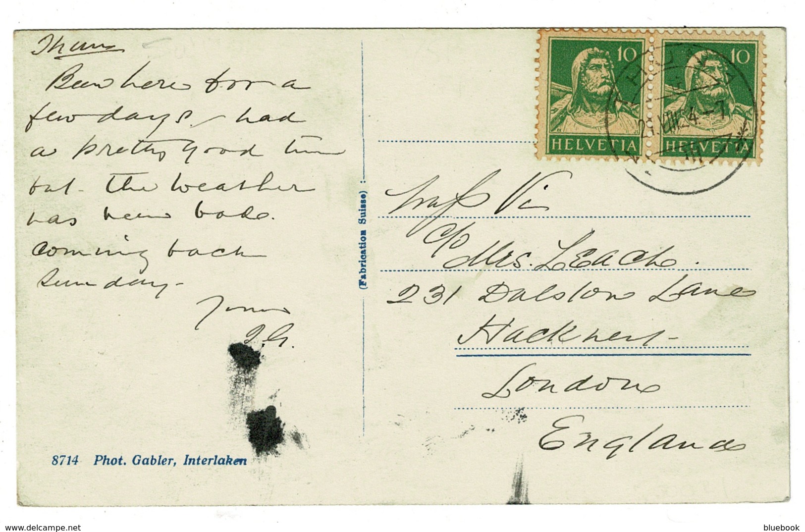 Ref 1390 - 1924 Real Photo Postcard - Paddlesteamer Beatenberg Am Thunersee Switzerland - Beatenberg