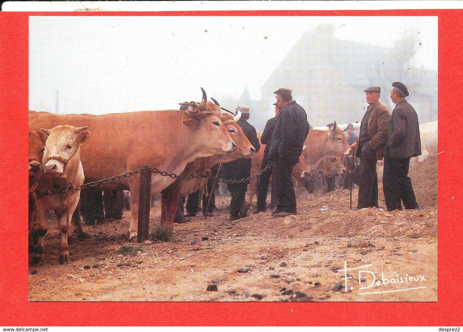 SUR LA FOIRE  Cp Animée Avec Vache Phoro Debaisieux - Fiere