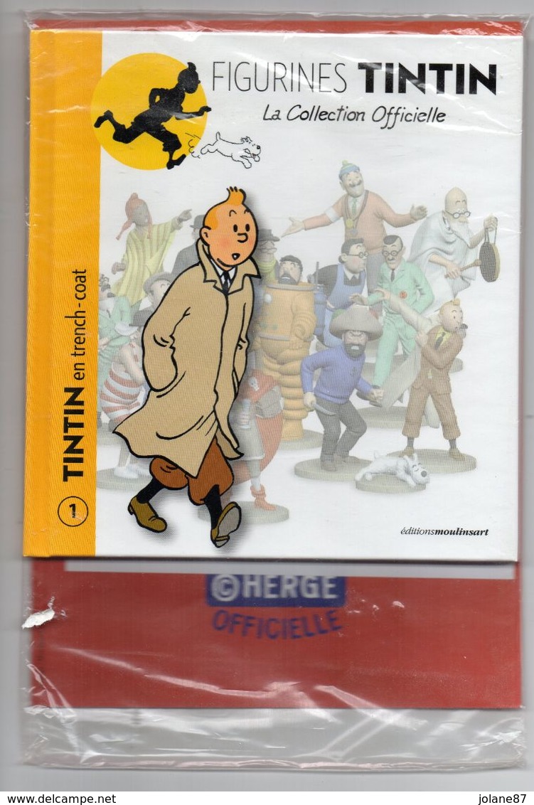 COLLECTION  TINTIN  -    FIGURINE EN TRENCH COAT    +    LIVRE - Tintin