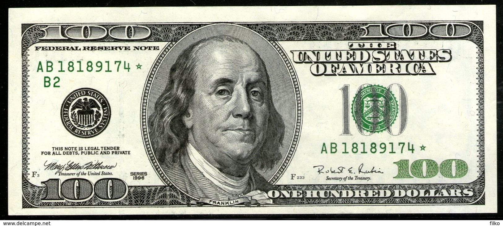 USA 100 Dollars1996,star Note,as Scan - Biljetten Van De  Federal Reserve (1928-...)