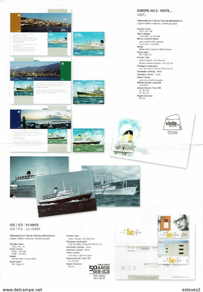 Portugal 2012 , Brochure , Pagela , Theatre , Ships , Cathedrals  , Fajãs Azores , Olympic Games London 2012 - Andere & Zonder Classificatie