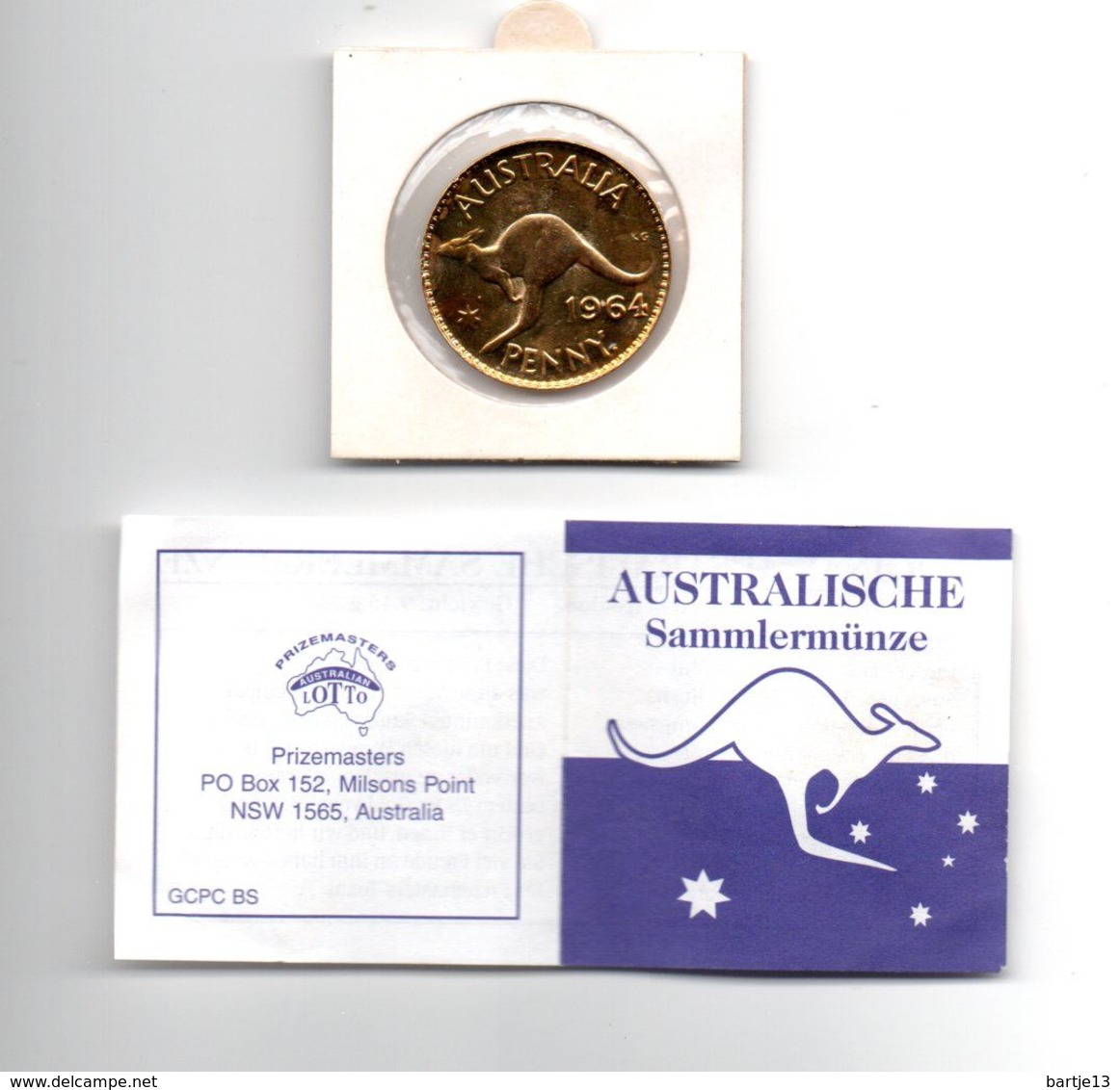 AUSTRALIE PENNY 1964 GOLD PLATED 18 KARAAT - Penny