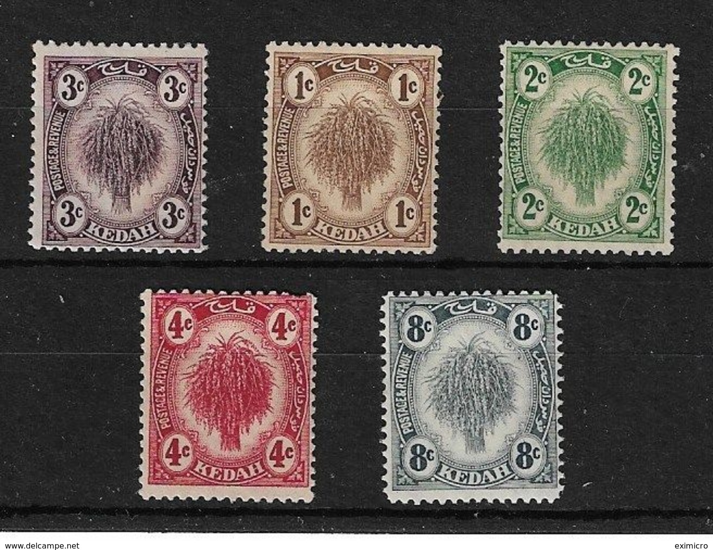 MALAYA - KEDAH 1920 - 1936 SG 19, 26, 27, 29, 57 MOUNTED MINT Cat £32.65 - Kedah