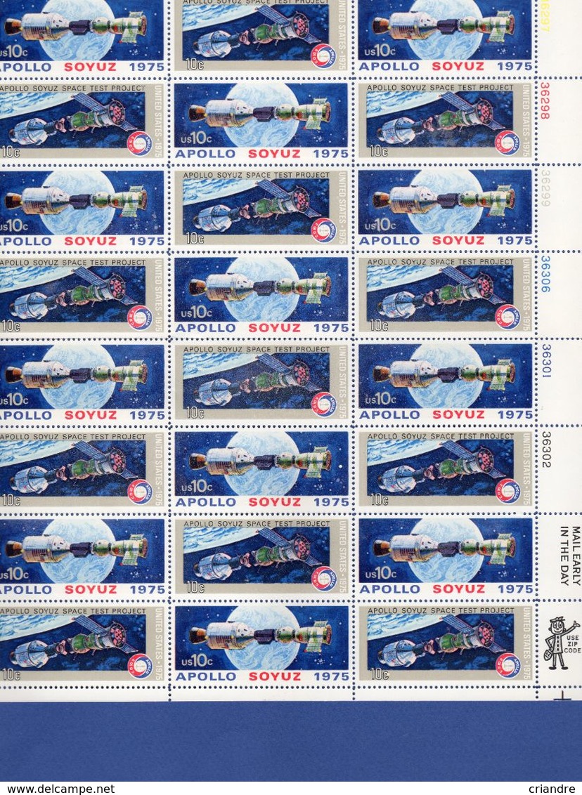 ETATS-UNIS .  Planche De 24 Timbres YT 1059/1060 Neuf ** (Coopération Spatiale Avec L' U.R.S) - Estados Unidos