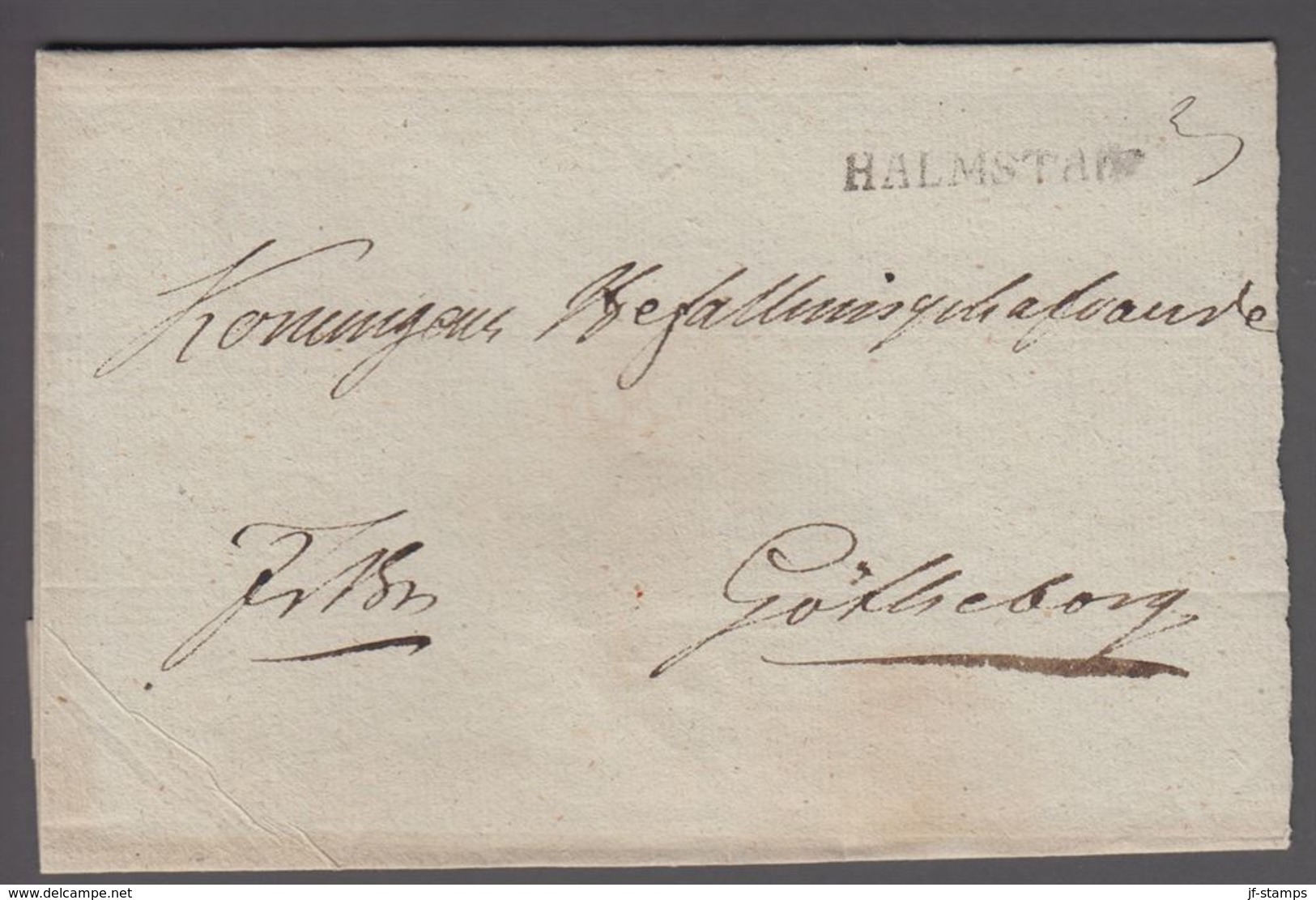 1820. SVERIGE. HALMSTAD  On Cover To Göteborg. Seal HALMSTADS LÄNS LANDS CANCELLIE. () - JF365190 - ... - 1855 Vorphilatelie