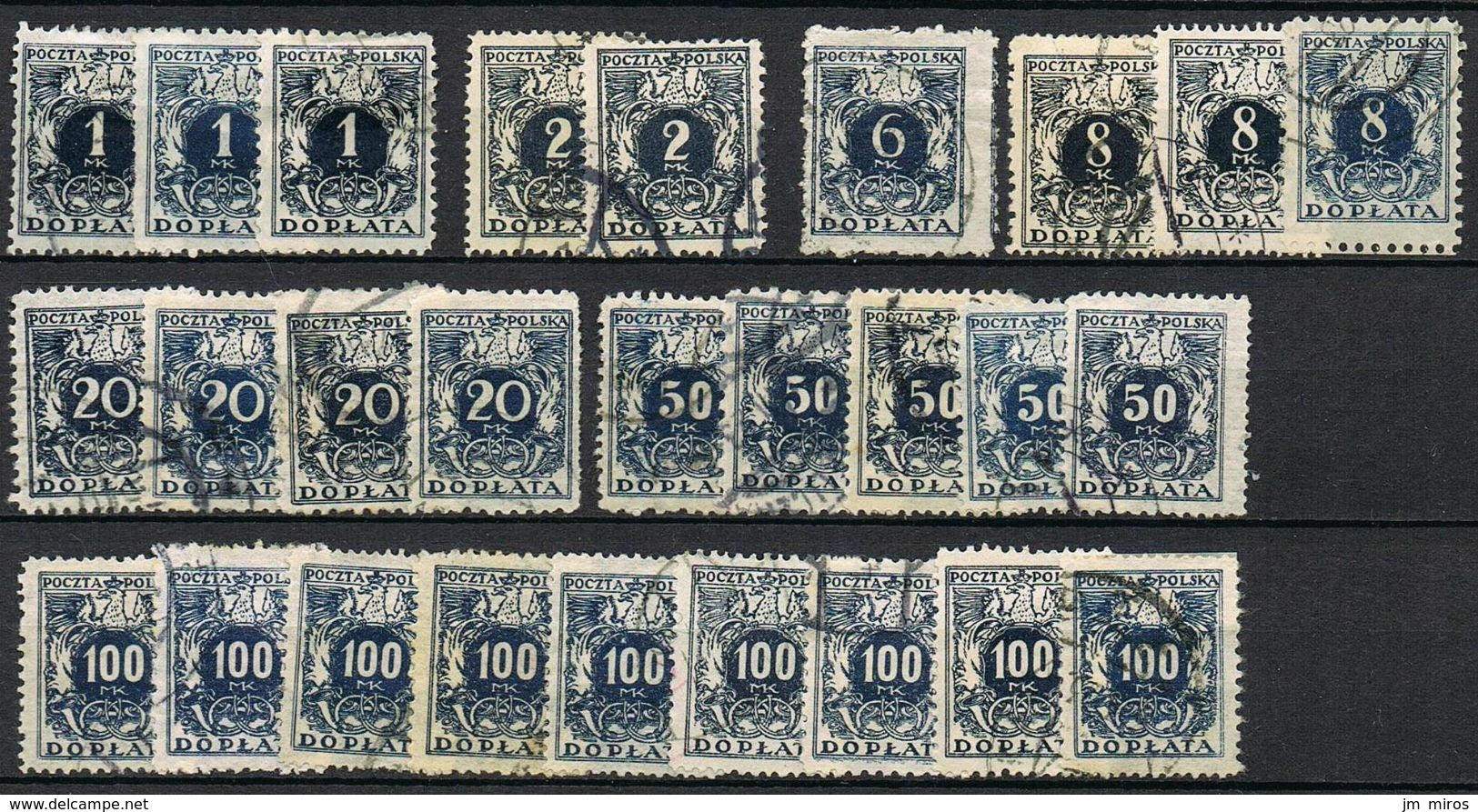 POLOGNE TAXE 37/44 MULTIPLE - Portomarken