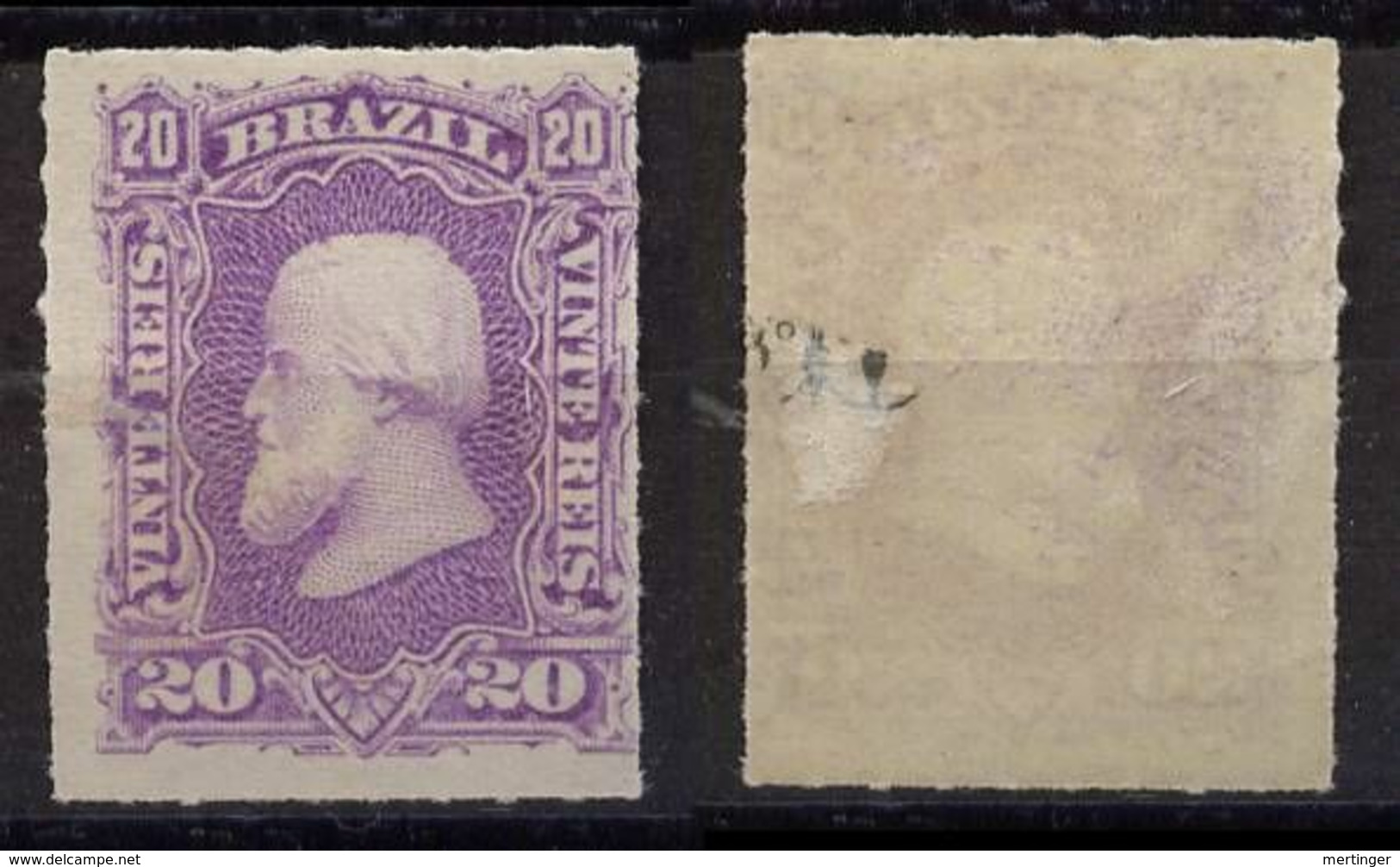 Brazil Brasil Mi# 39 * 20R Dom Pedro 1877 - Unused Stamps