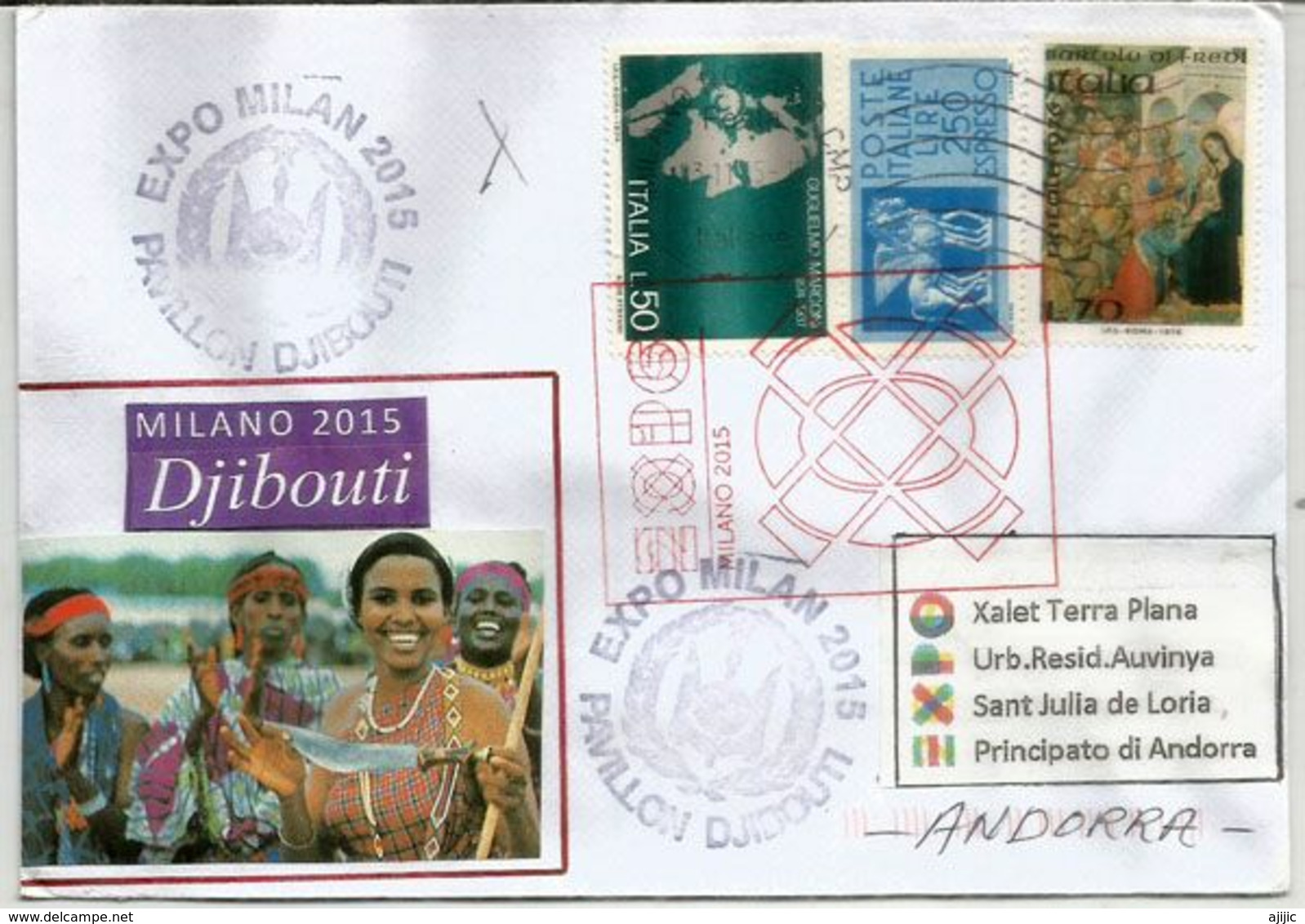 DJIBOUTI . EXPO UNIVERSELLE MILAN 2015, Lettre Du Pavillon DJIBOUTI (Gibuti), Adressée Andorra.  RARE - 2015 – Milan (Italie)