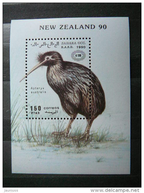 1990 Birds Sahara New Zealand 90 MNH # Kiwi - Kiwis