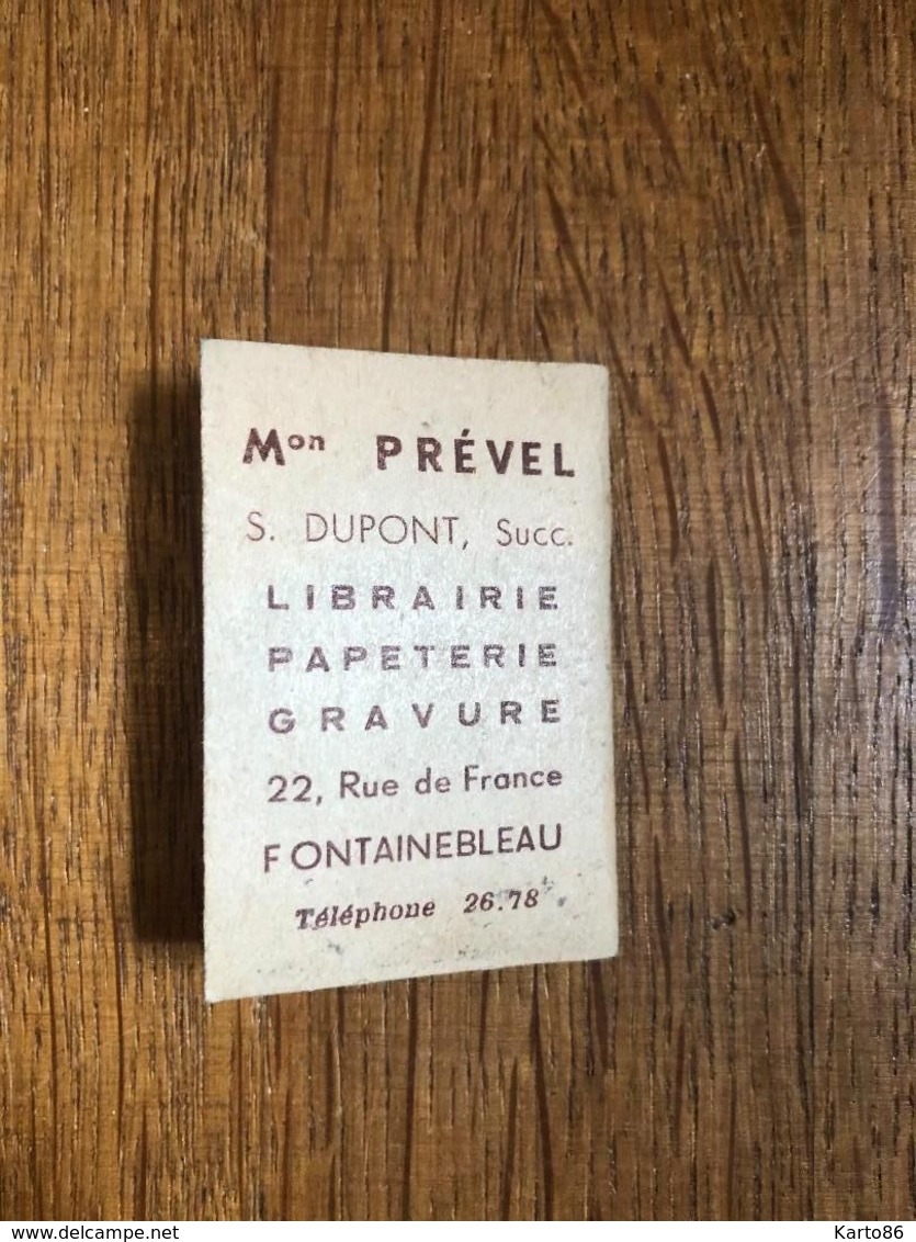 Petit Calendrier 1950 Publicitaire Illustré * Maison PREVEL Librairie Papeterie Fonainebleau (77) * Calendar - Small : 1941-60