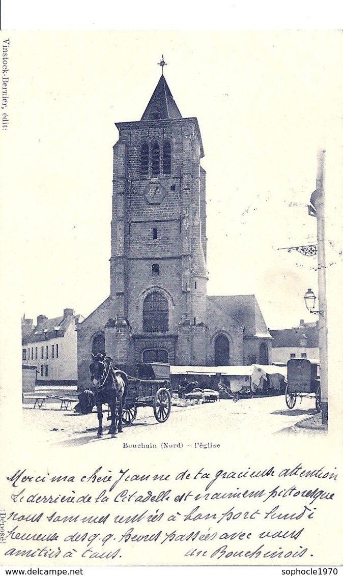 08 -  2020 - NORD - 59 - BOUCHAIN - Précurseur - L'église Et Marché - Animation - Bouchain