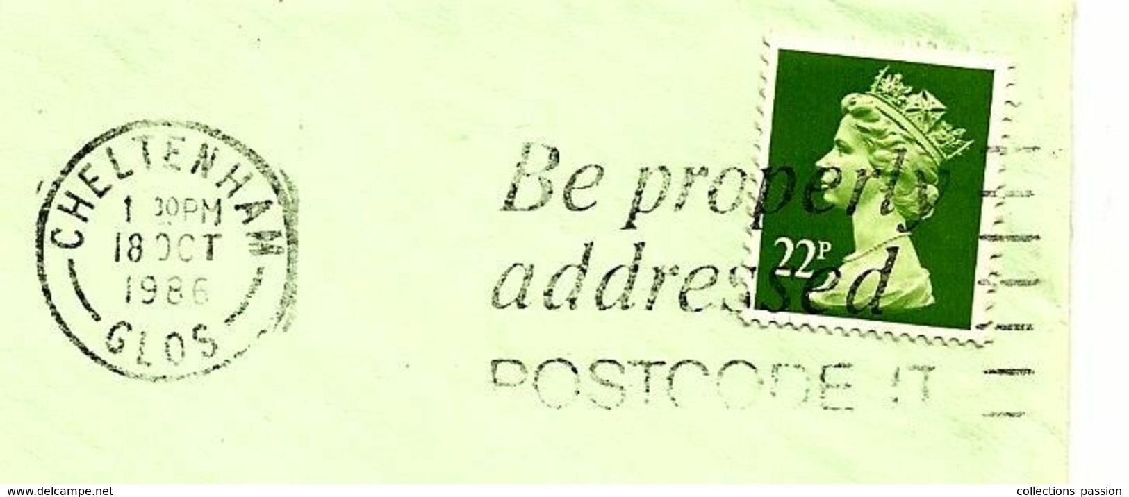 Lettre , GRANDE BRETAGNE , 1986 ,CHELTENHAM , GLOS  , Flamme : BE PROPERTY ADDRESSED POSTCODE  , 22 P, 2 Scans - Briefe U. Dokumente