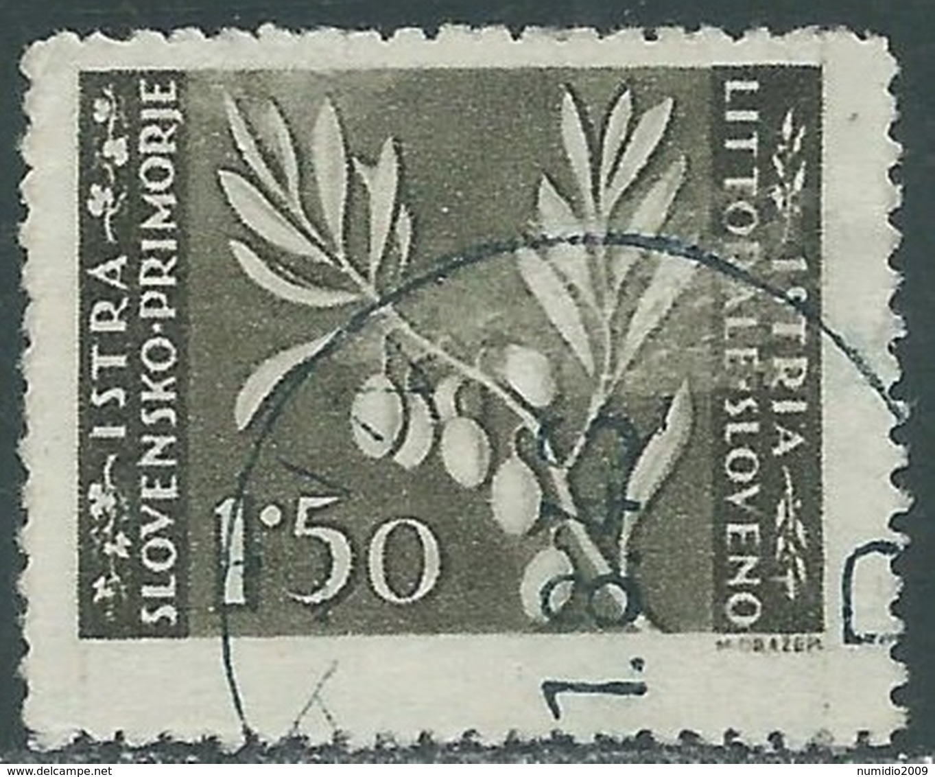 1946 OCCUP. JUGOSLAVA ISTRIA E LITORALE SLOVENO ZAGABRIA USATO 1,50 LIRE - RA18 - Yugoslavian Occ.: Slovenian Shore