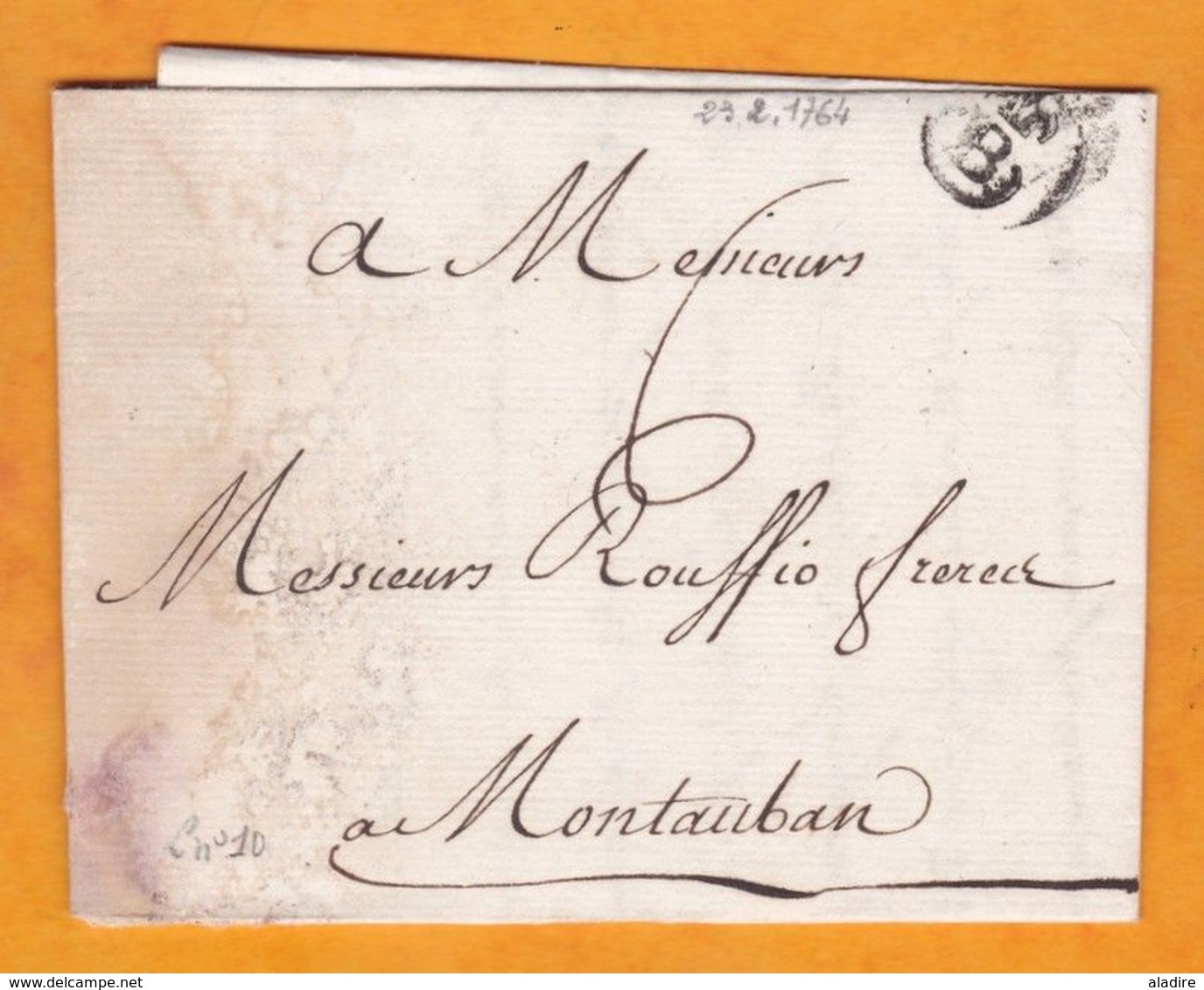 1764 - Marque Postale B Couronné Sur LAC De Bordeaux Vers Montauban - Règne De Louis XV - 1701-1800: Vorläufer XVIII