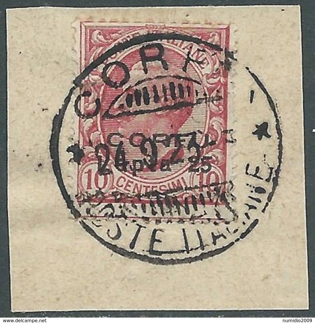 1923 CORFU USATO EFFIGIE 25 L SU 10 CENT - RA28-9 - Korfu