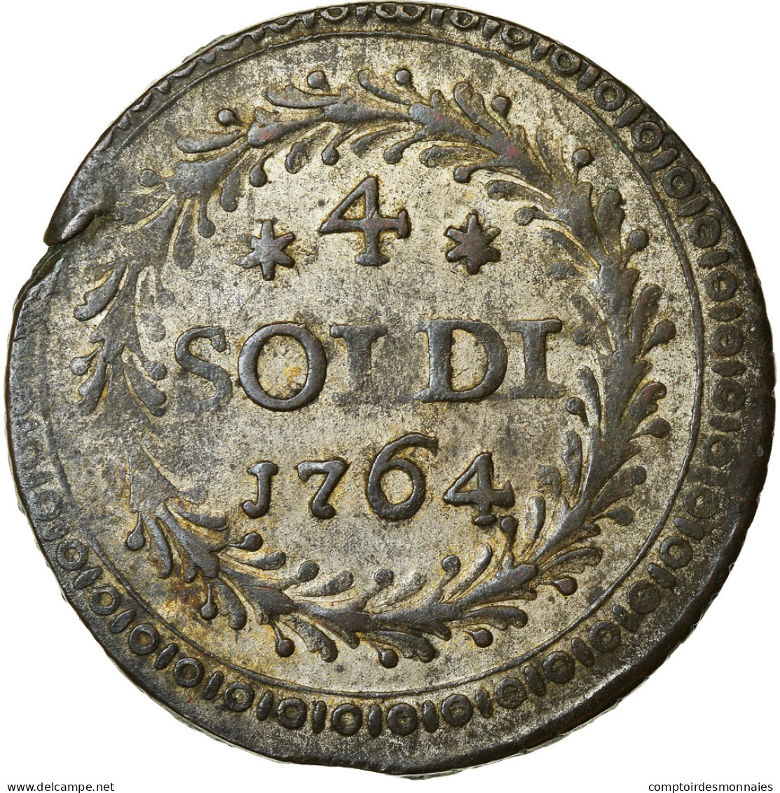 Monnaie, États Italiens, CORSICA, General Pasquale Paoli, 4 Soldi, 1764 - Corsica (1736-1768)