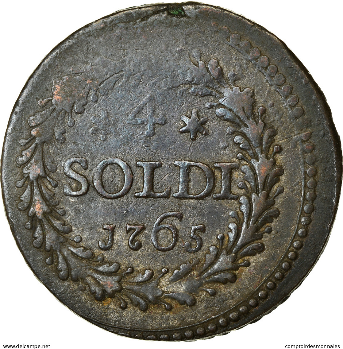 Monnaie, États Italiens, CORSICA, General Pasquale Paoli, 4 Soldi, 1765 - Corse (1736-1768)