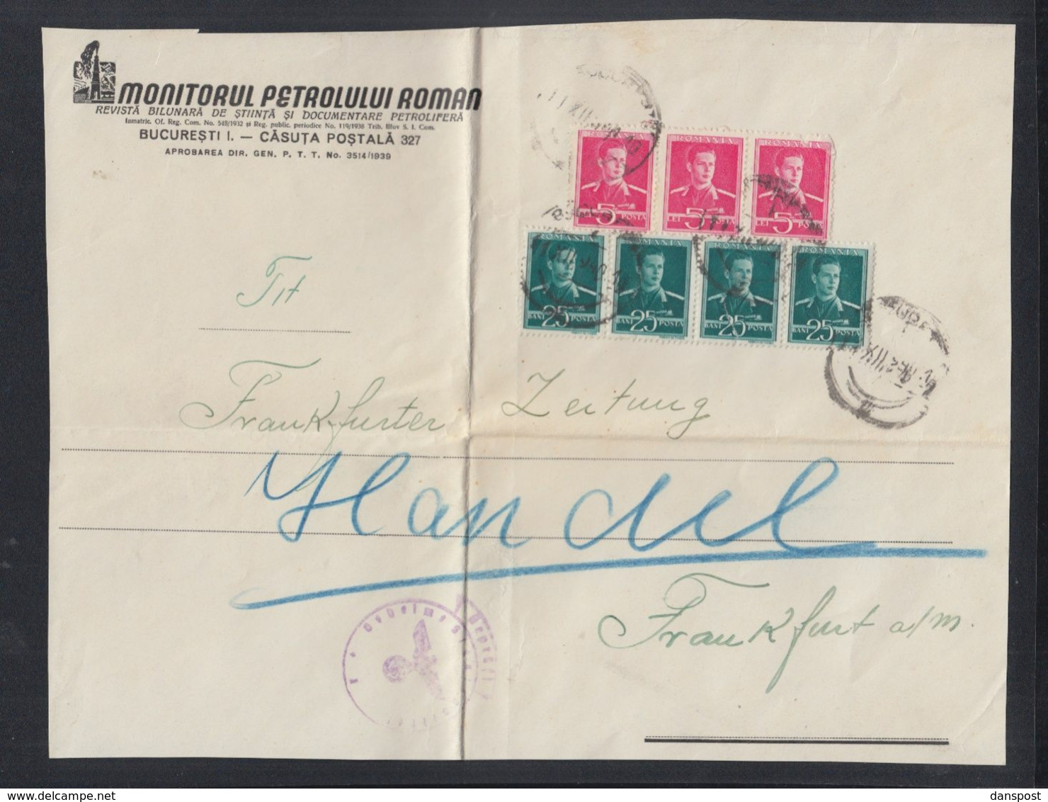 Rumänien Romania Streifband Monitorul Petrolului Raman - World War 2 Letters