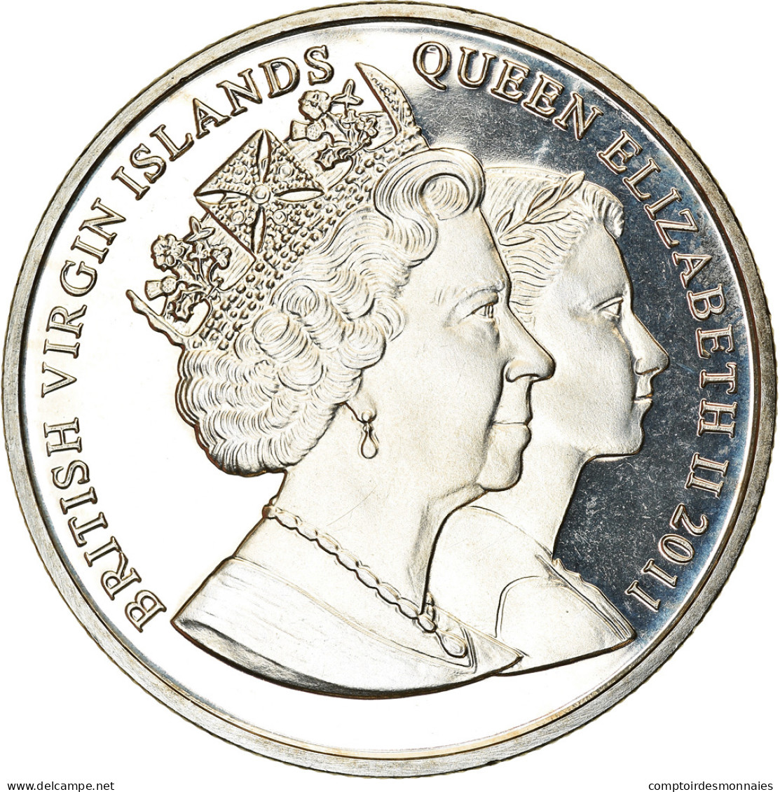 Monnaie, BRITISH VIRGIN ISLANDS, Dollar, 2011, Franklin Mint, Reine Elizabeth à - Iles Vièrges Britanniques